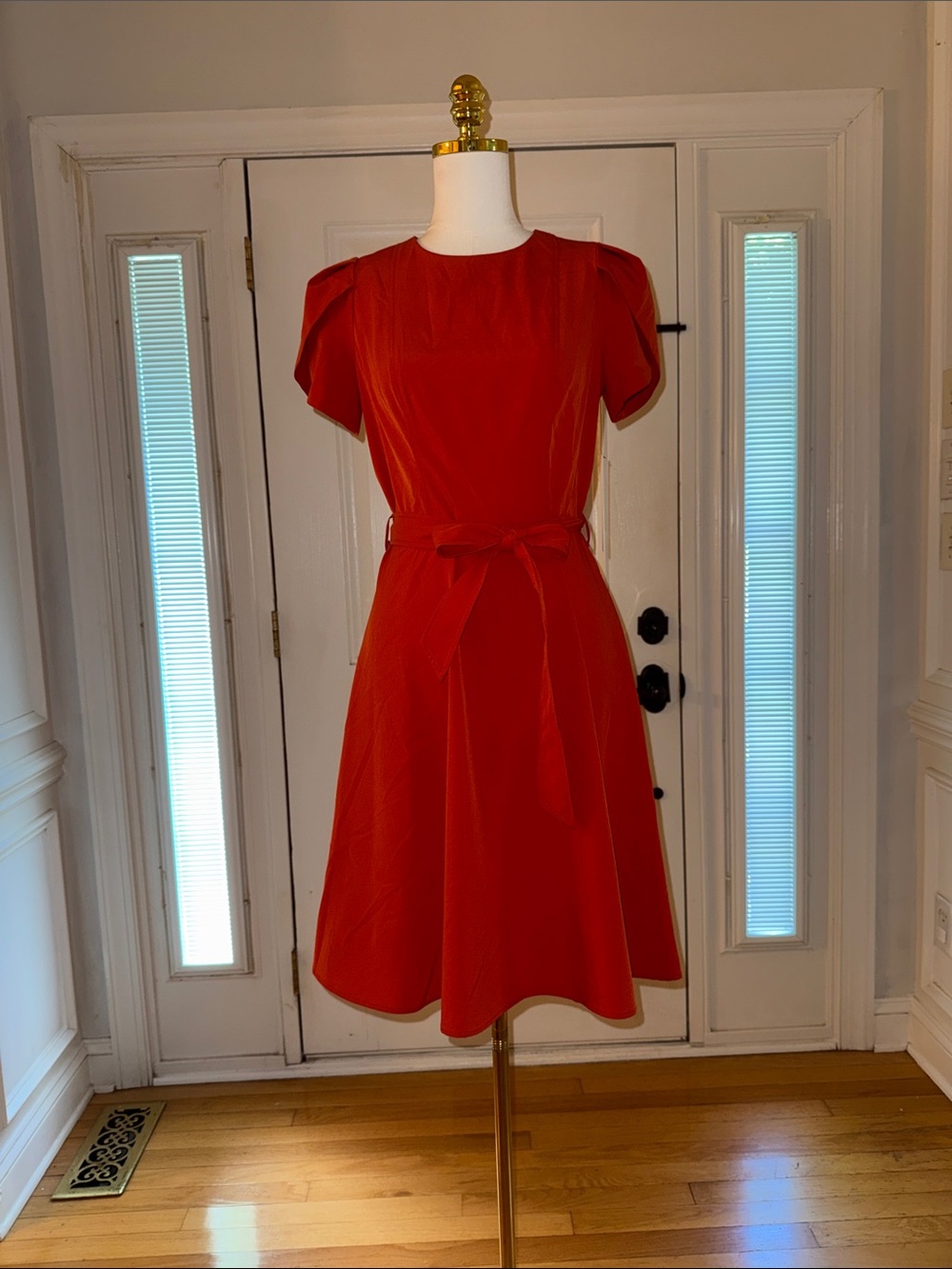 Calvin Klein Tie-Waist A-Line Dress in the color Clay